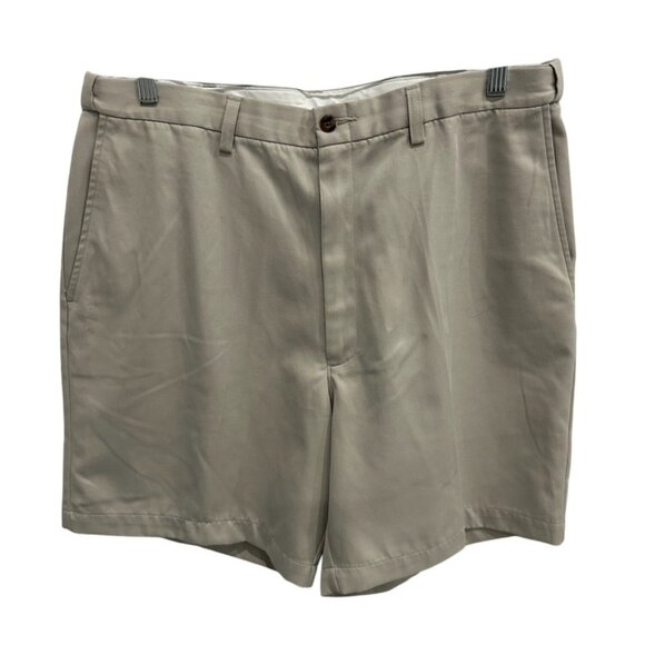 Haggar Mens Khaki Shorts Size 38 Classic Fit Flat Front - Picture 1 of 8